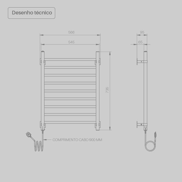Toalheiro Aquecido Elétrico para Banheiro | Modelo Quadratto   | Para secar toalhas | Boutique dos Varais - Imagem 2