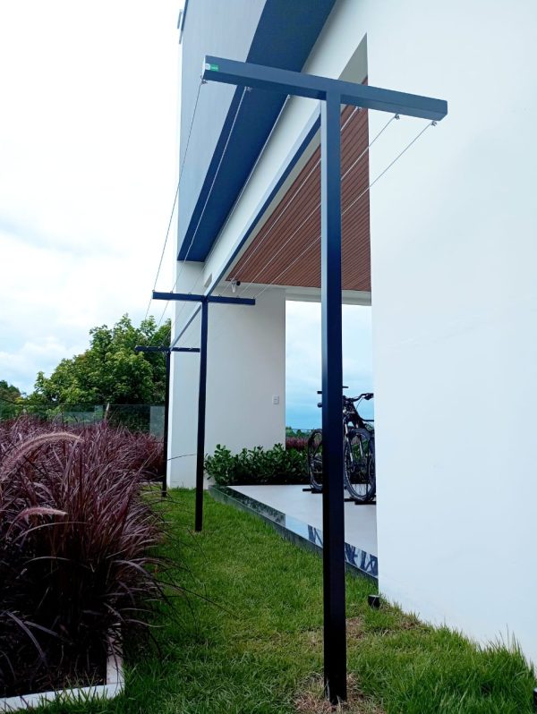 Varal Externo de Chão em T de ferro zincado com 08 Cabos de Aço de até 3.3M | Ferro zincado ou Inox | Boutique dos Varais - Imagem 4