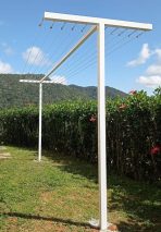 Varal Externo de Chão em T de ferro zincado com 08 Cabos de Aço de até 3.3M | Ferro zincado ou Inox | Boutique dos Varais