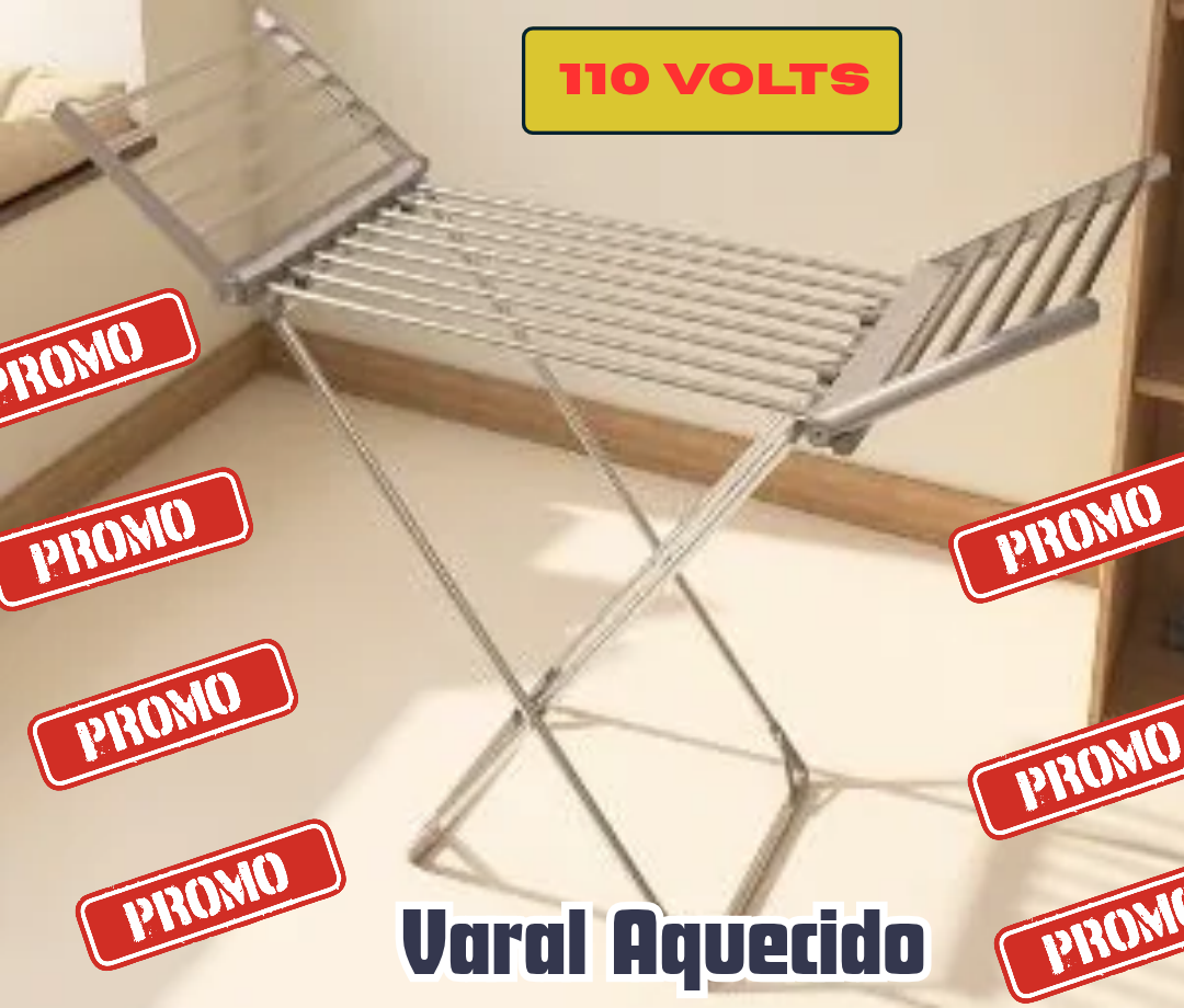 promo com abas Varal aquecido de chão com abas| 110 Volts| Alumínio| Boutique dos Varais - Imagem 1