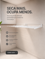 Varal Retrátil de parede| Max Plus | Alumínio| 06 varetas |Boutique dos Varais - Imagem 10