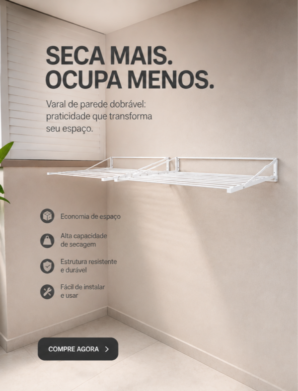 Varal Retrátil de parede| Max Plus | Alumínio| 06 varetas |Boutique dos Varais - Imagem 10